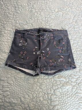 torrid Charcoal Floral Roll-Hem Shorts